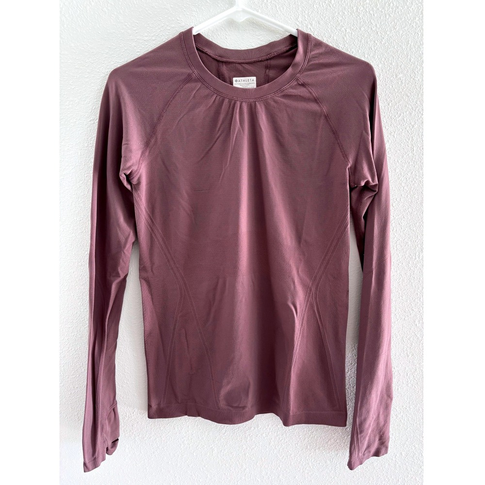 Athleta Momentum Top Womens Small Purple Long Sleeve Active‎ Gym Workout Sporty